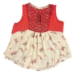 Size Large Boho Floral Blouse Peasant Top Cottagecore Flowy Lightweight